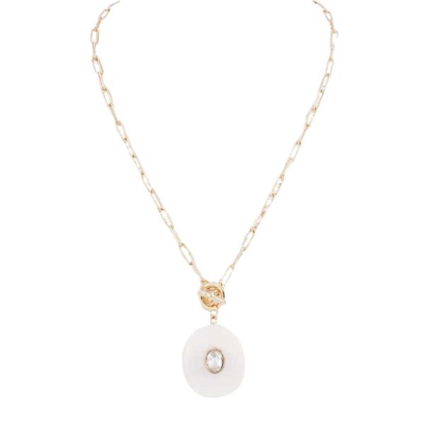 ROUND STONE PENDANT TOGGLE NECKLACE