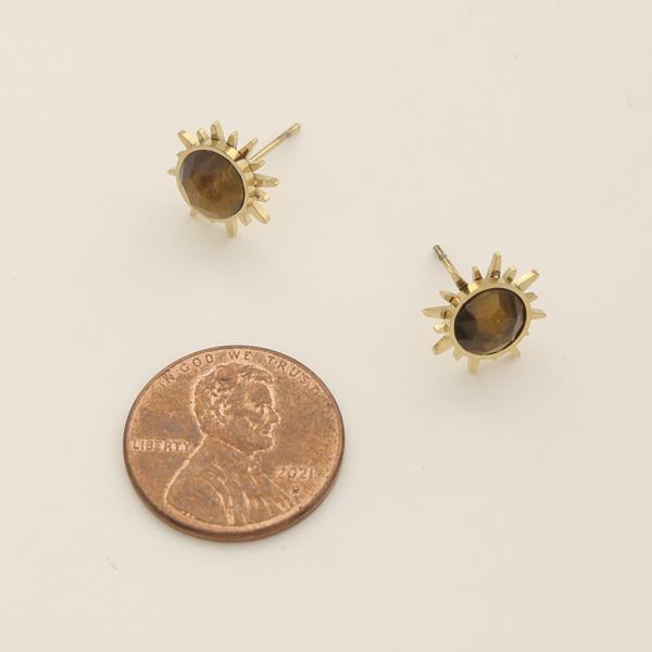 SECRET BOX STAINLESS STEEL SUN GEM EARRING