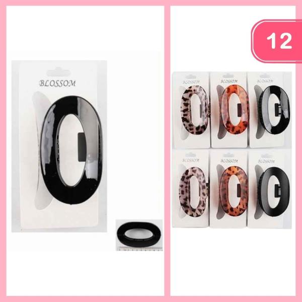 SOILD COLOR LEOPARD PRINT HAIR CLAW CLIP (12 UNITS)