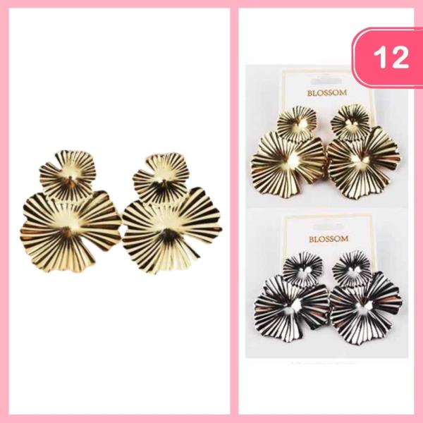 METAL FLOWER DROP EARRING (12 UNITS)