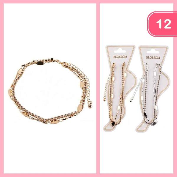 LAYERED RHINESTONE ANKLET (12 UNITS)