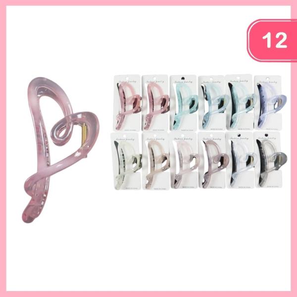 HEART SHAPED HAIR CLAW CLIP (12 UNITS)