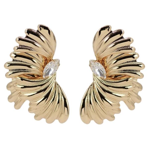 TEXTURED WING W/ STONE EARRING