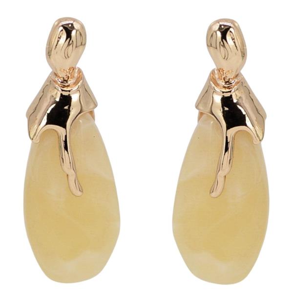 METAL STONE DROP EARRING