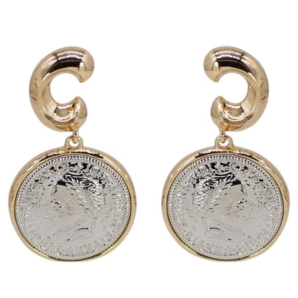 TWO TONE DANGLE EARRING
