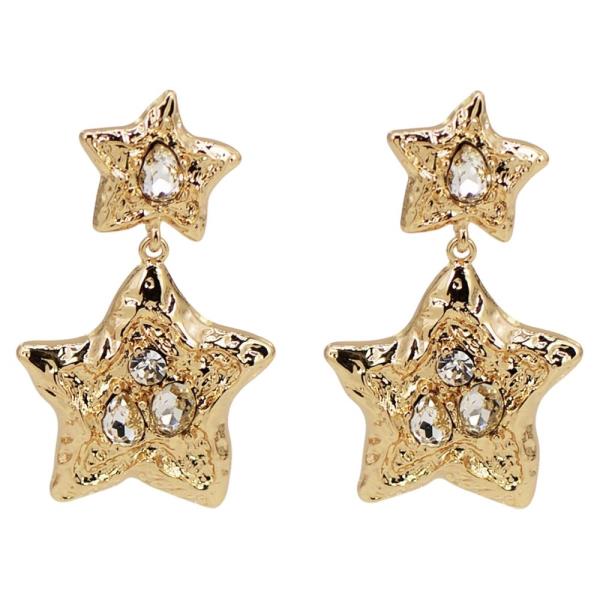 DOUBLE LINKED METAL STAR EARRING