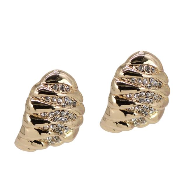 WAVE RHINESTONE HOOP EARRING