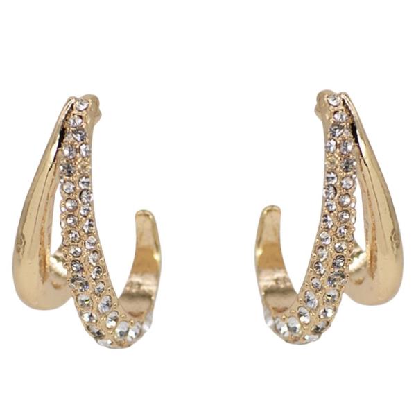 DOUBLE LAYERED RHINESTONE HOOP EARRING