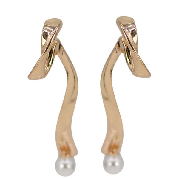 METAL BAR PEARL DROP EARRING