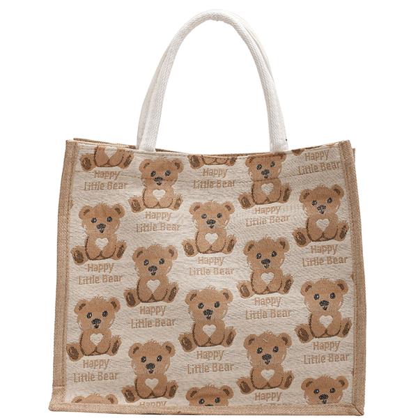 BEAR PATTERN PRINT TOTE BAG