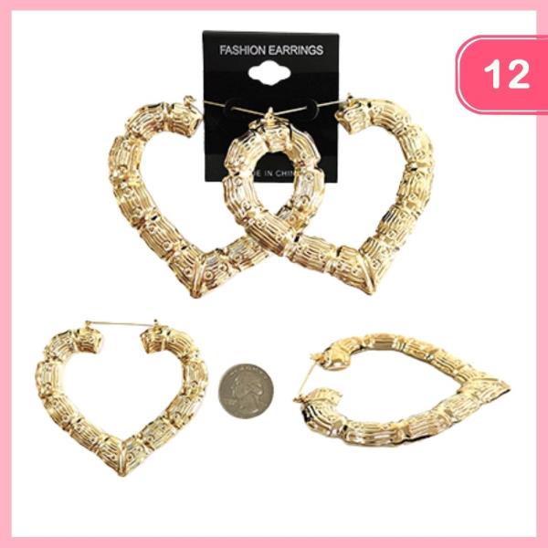 METAL HEART HOOP EARRING (12 UNITS)