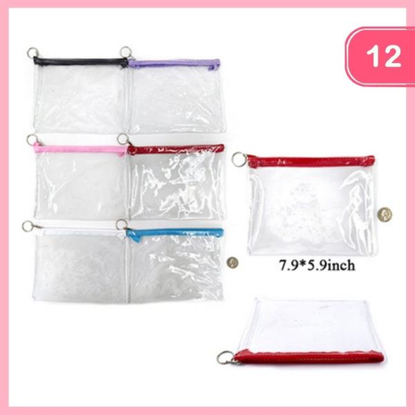 CLEAR ZIPPER POUCHES (12 UNITS)