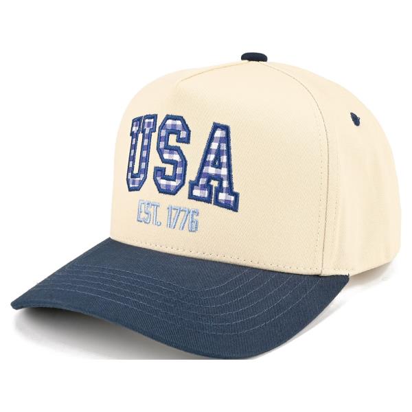 CC GINGHAM CHECK USA TRUCKER HAT