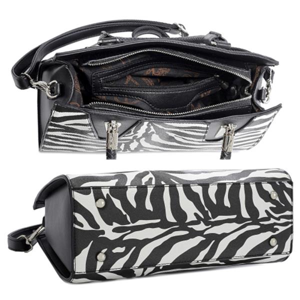 ZEBRA PRINT HANDLE SATCHEL BAG