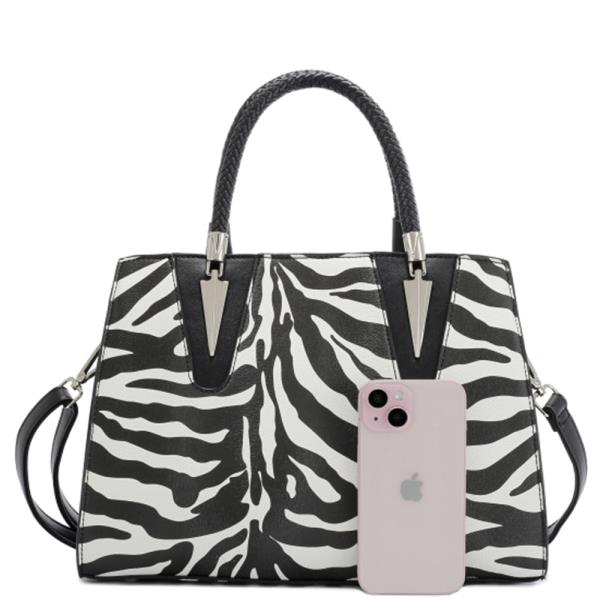 ZEBRA PRINT HANDLE SATCHEL BAG