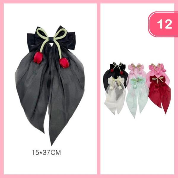 SHEER HAIR BOW WITH TULIP (12 UNITS)