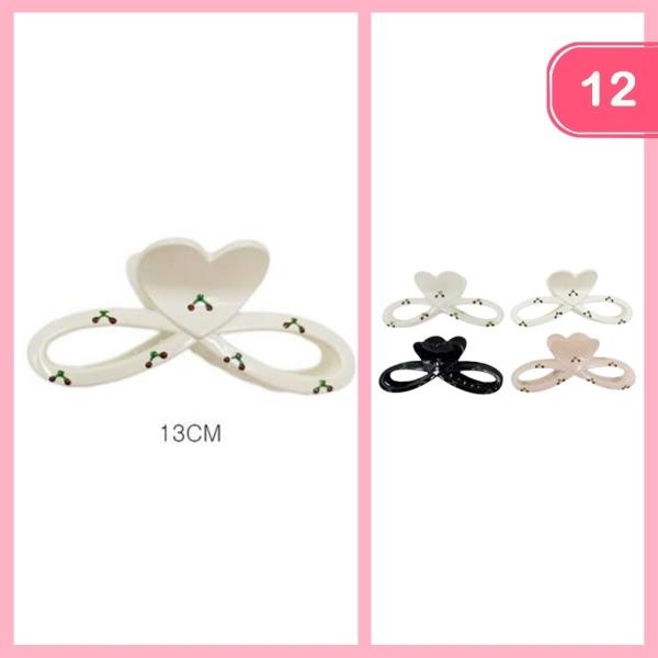 CHERRY PRINT HAIR CLAW CLIP (12 UNITS)