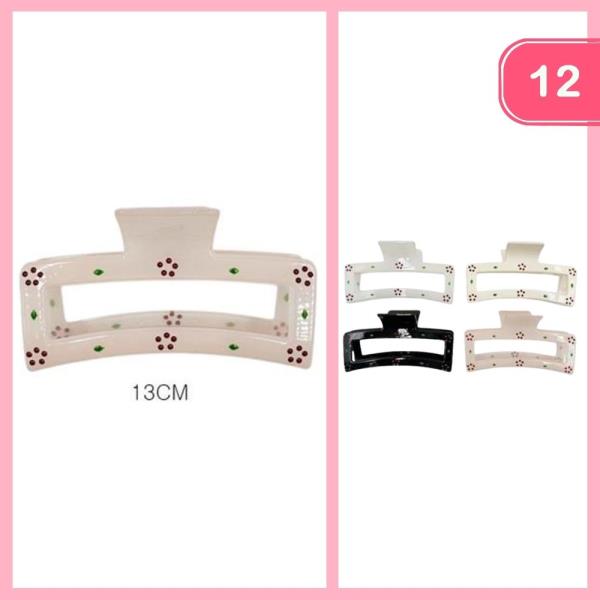 POLKA DOT FLOWER PRINT HAIR CLAW CLIP (12 UNTIS)