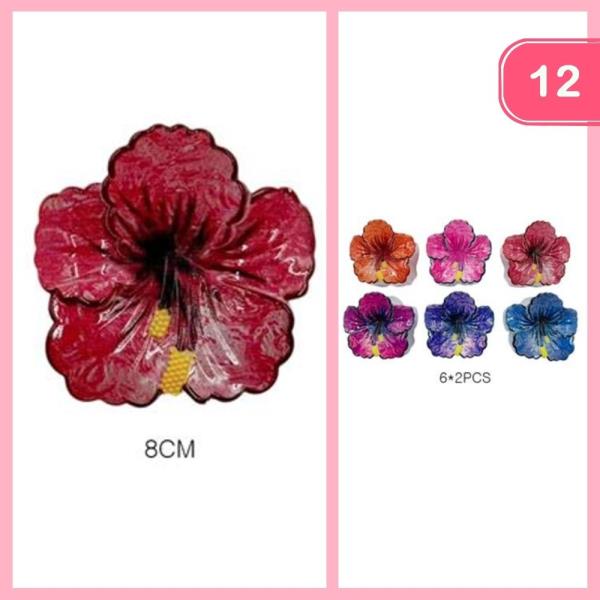HIBISCUS FLOWER HAIR CLAW CLIP (12 UNITS)
