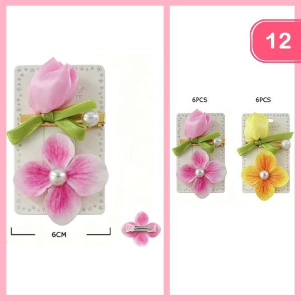 FLORAL PEARL ACCENTS HAIR PIN (12 UNITS)