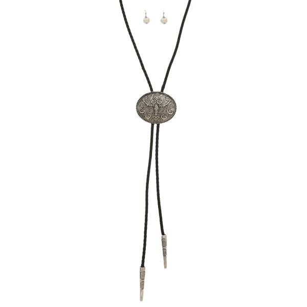 WESTERN OVAL BOLO NECKLACE EARRING SET