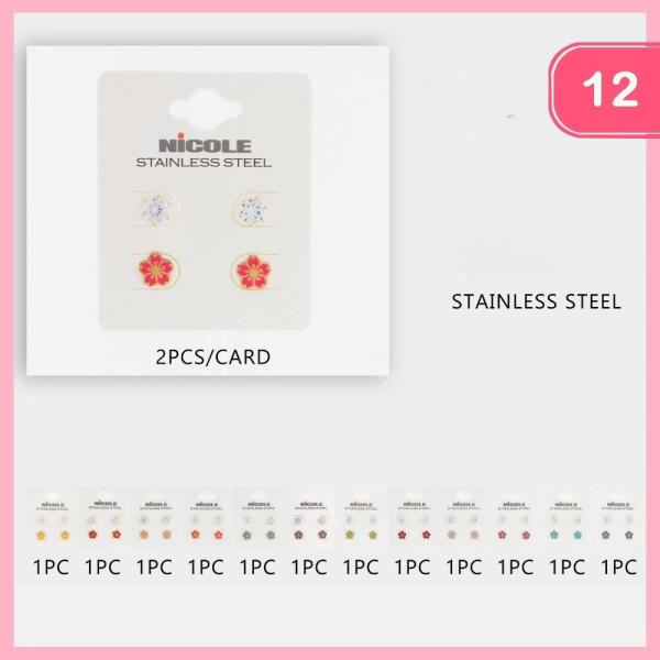 STAINLESS STEEL POST EARRINGS (12 UNITS)