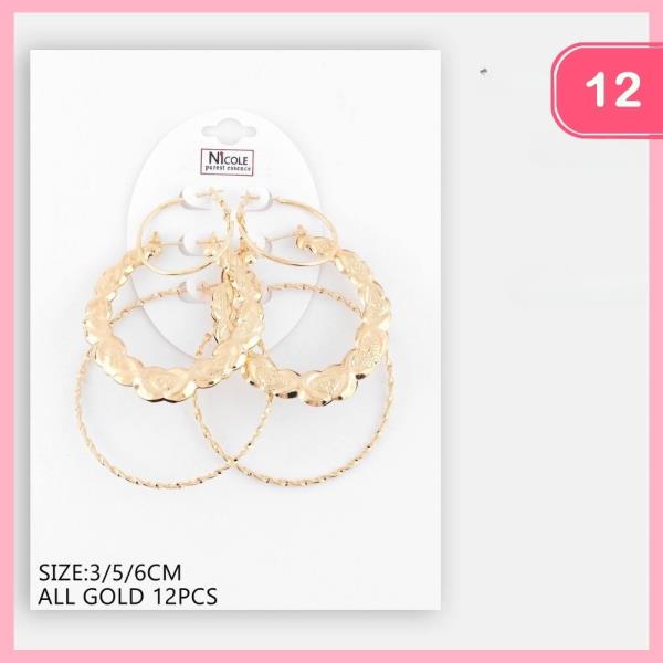 MIXED HOOP EARRING SET (12 UNITS)