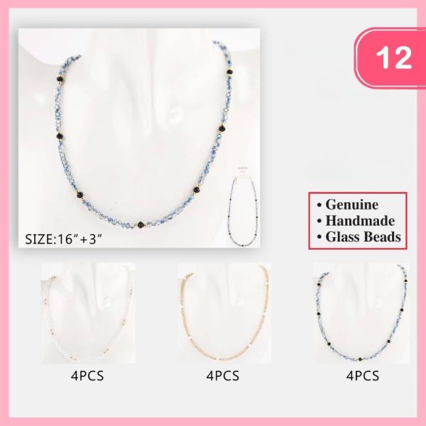 GLASS BEADED NECKLACE (12 UNITS)
