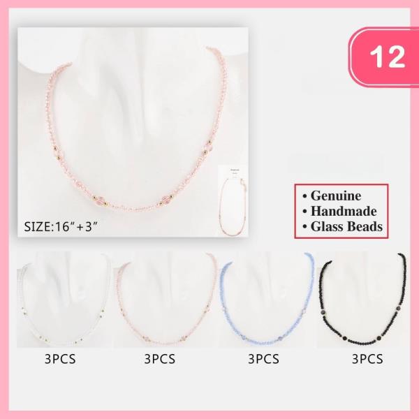 GLASS BEADED NECKLACE (12 UNITS)