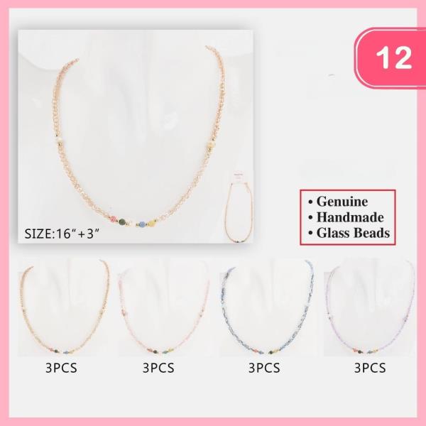 GLASS BEADED NECKLACE (12 UNITS)