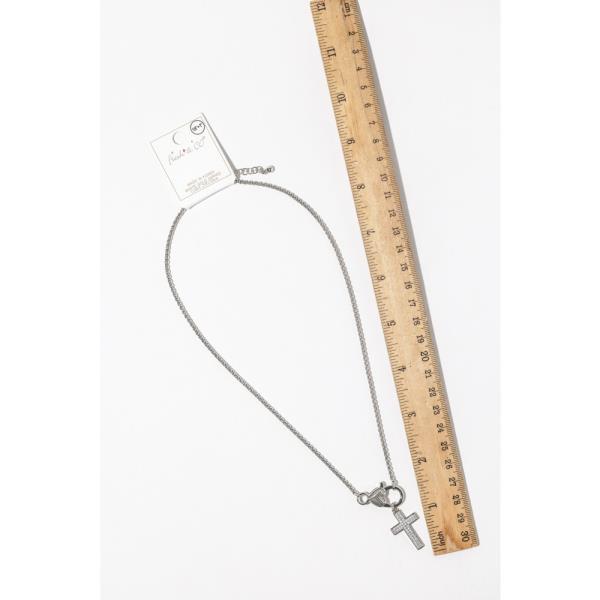 CZ RHINESTONE CROSS PENDANT NECKLACE
