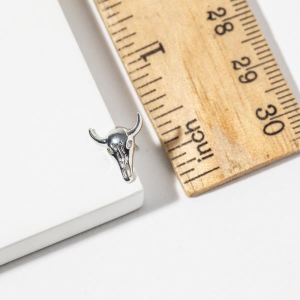 CZ BULL SKULL POST EARRING