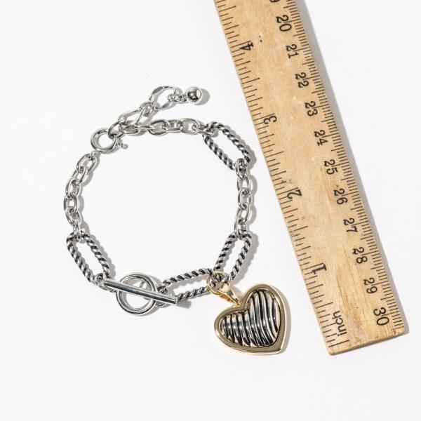 TOGGLED HEART CHARM BRACELET