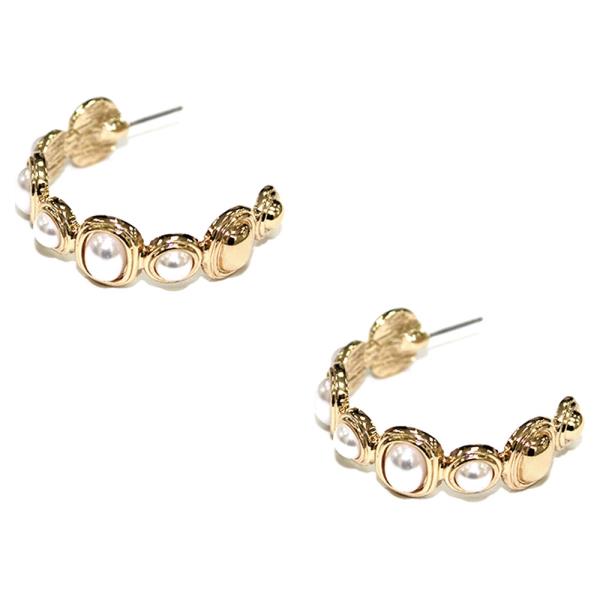 PEARL METAL HOOP EARRING