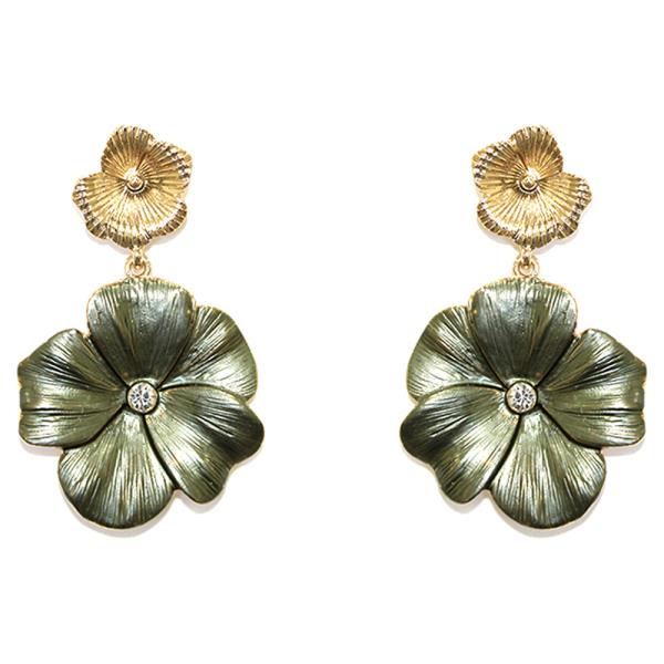 METAL FLOWER DANGLE EARRING