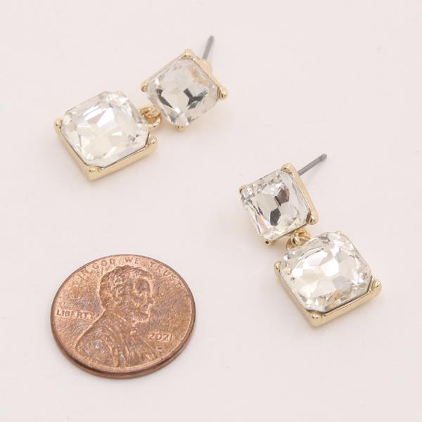 SQUARE CUT CRYSTAL DROP EARRING
