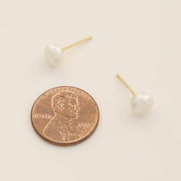 14K GOLD DIPPED FRESHWATER PEARL STUD EARRING