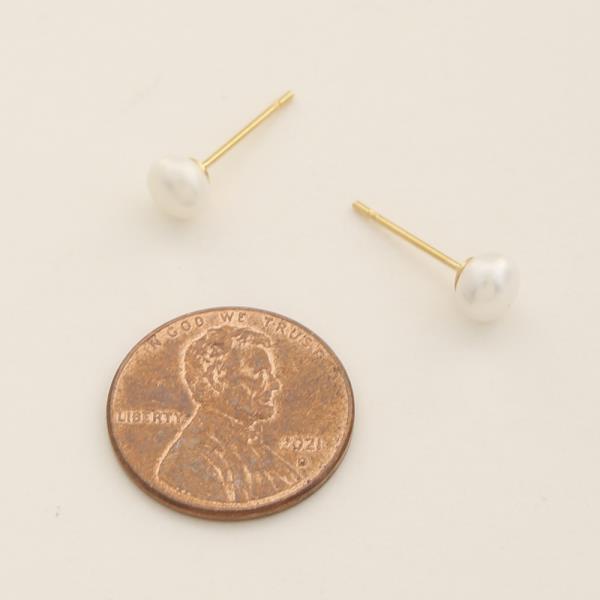 14K GOLD DIPPED FRESHWATER PEARL STUD EARRING