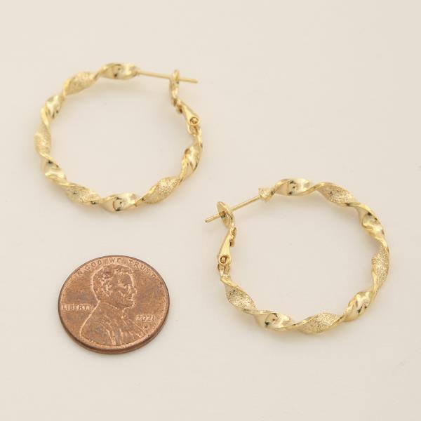 14K GOLD DIPPED TWISTED TEXTURE HOOP EARRING
