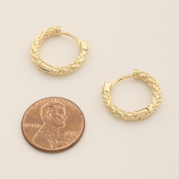 14K GOLD DIPPED TEXTURED PATTERN DESIGN HOOP EARRING