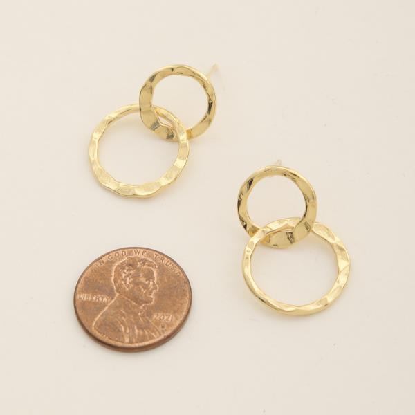14K GOLD DIPPED HAMMERED CIRCLES DROP EARRING