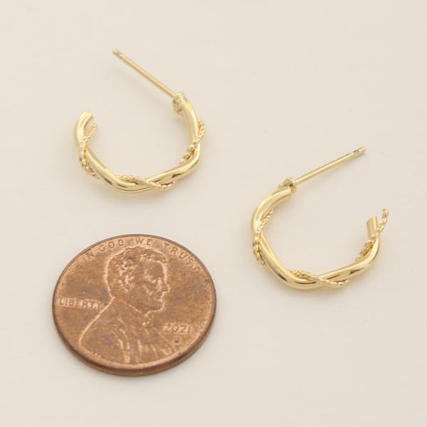 14K GOLD DIPPED TWISTED ROPE DESIGN OPEN HOOP EARRING