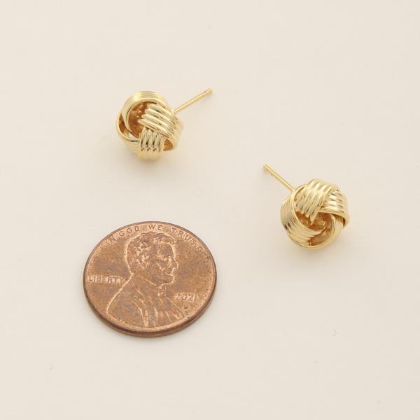 14K GOLD DIPPED CLASSIC KNOTTED STUD DESIGN EARRING