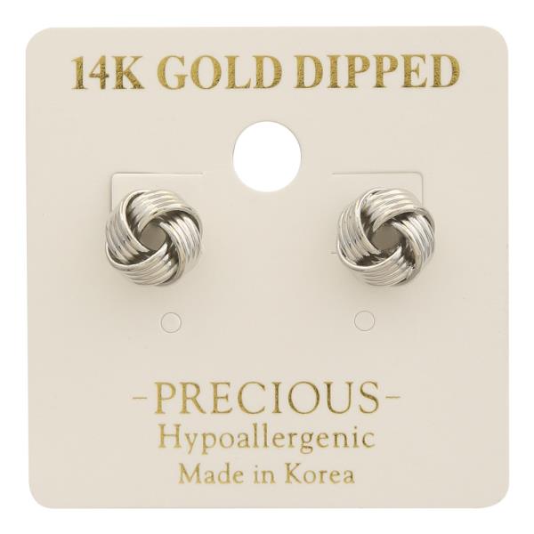 14K GOLD DIPPED CLASSIC KNOTTED STUD DESIGN EARRING