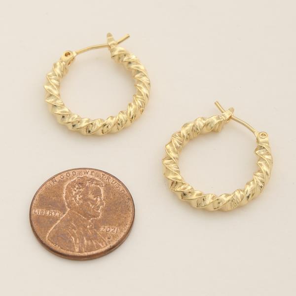 14K GOLD DIPPED TWISTED HOOP EARRING