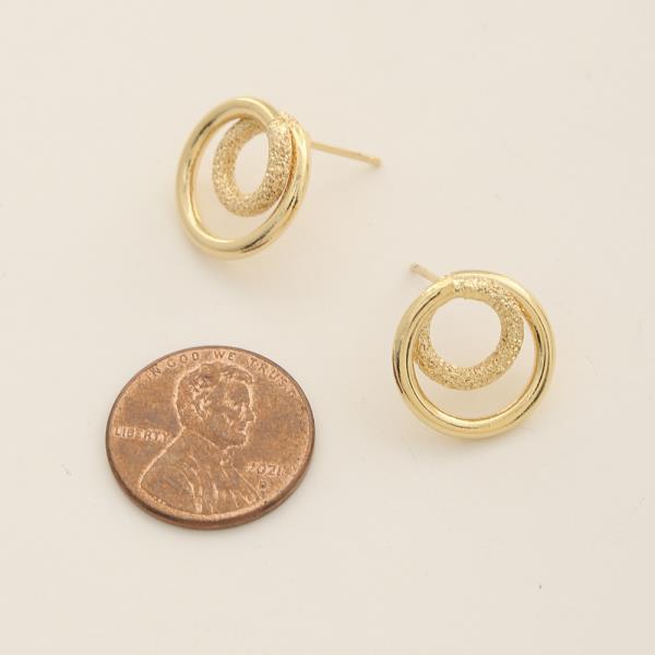 14K GOLD DIPPED LOOP DOUBLE DESIGN TEXTURED HOOP EARRING