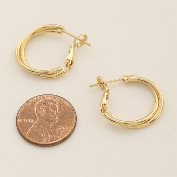 14K GOLD DIPPED TWISTED LAYER HOOP EARRING