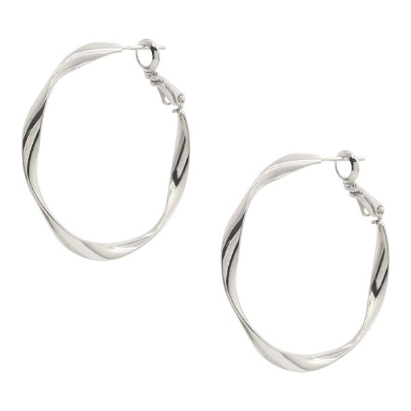 14K GOLD DIPPED OPEN TWIST DESIGN HOOP EARRING