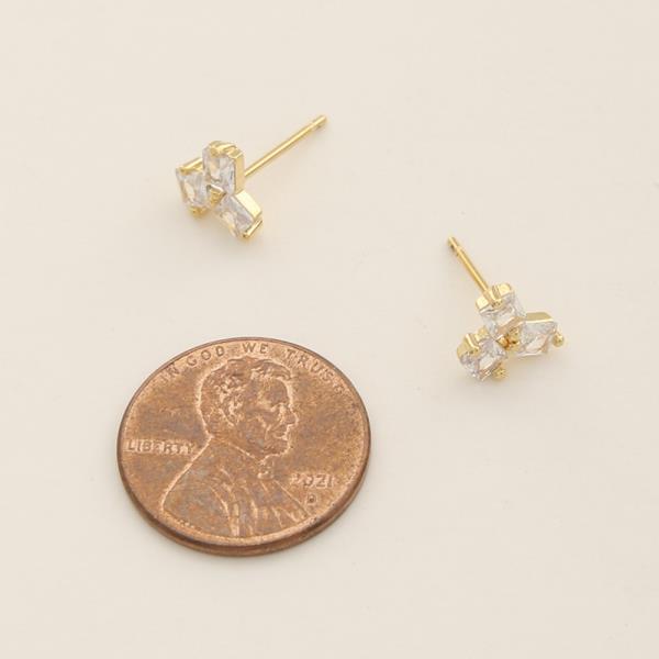 14K GOLD DIPPED CZ TRIO STUD EARRING