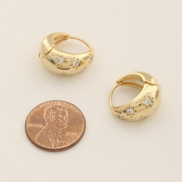 14K GOLD DIPPED EMBEDDED CRYSTAL STAR HUGGIE HOOP EARRING